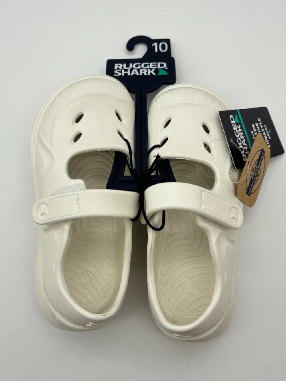 Rugged Shark Toddler Girls Slip On Mary Jane Sandals, Cream White, Size 10 or 11